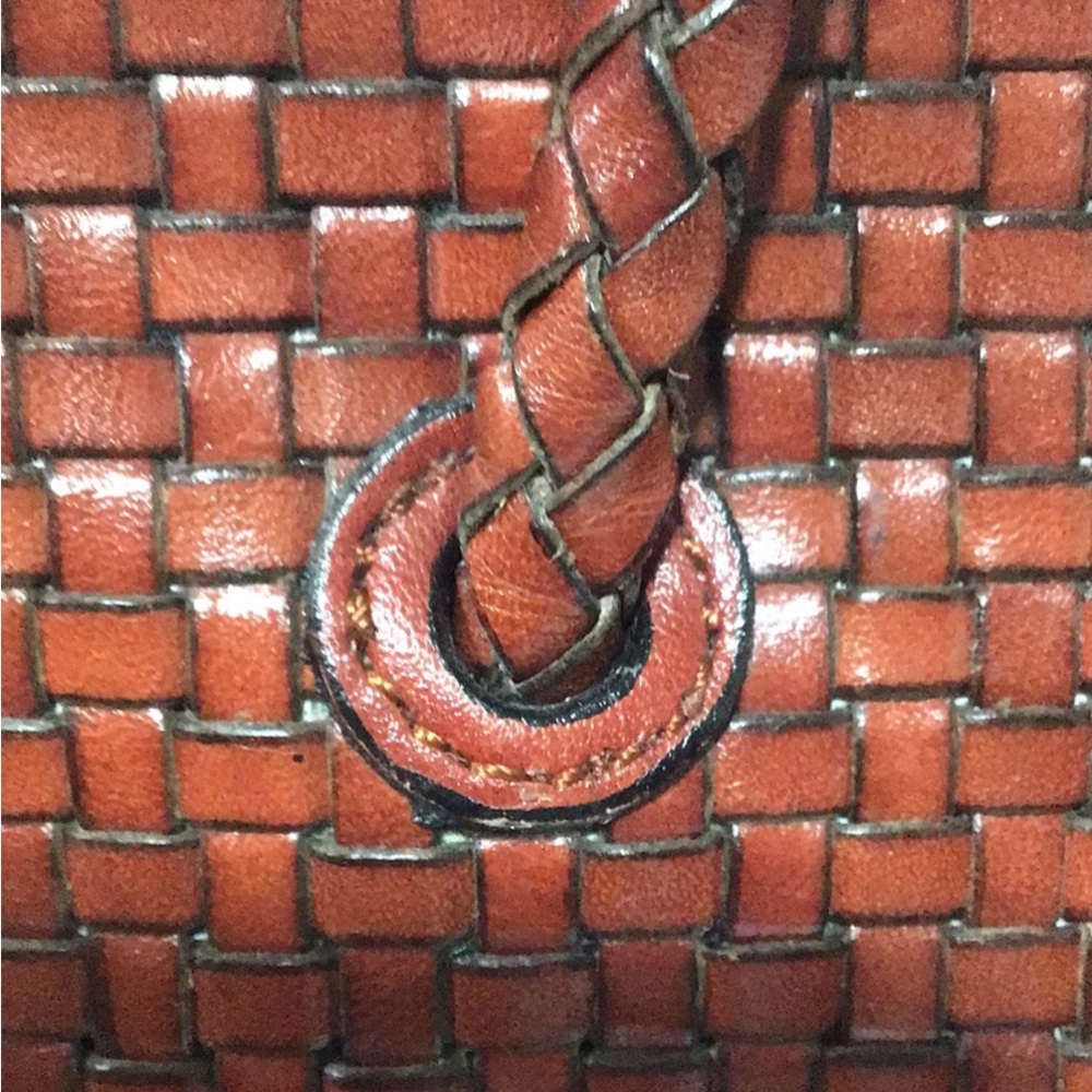 Vintage TALBOTS Woven Leather Shoulder Bag with Woven Shoulder Straps 1990s - Picture 10 of 13
